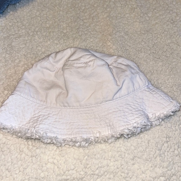 Blue and White Frayed Cotton Summer Bucket Hats - Picture 5 of 10